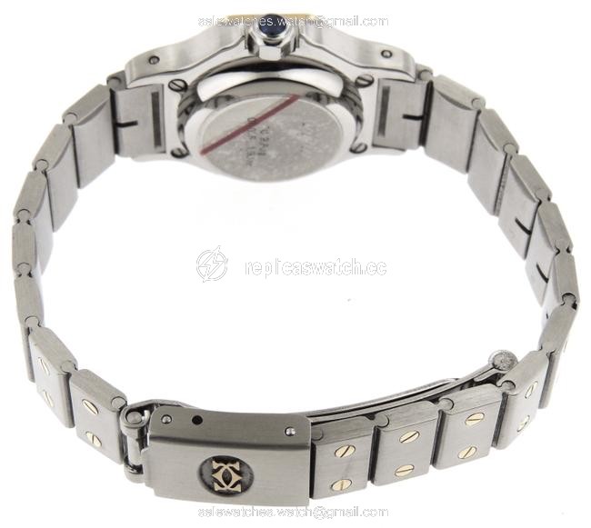 Cartier White Mint Ladies Santos Octagon 18k Yellow Gold / Ss Watch Cartier White Mint Ladies Santos Octagon 18k Yellow Gold / Ss Watch