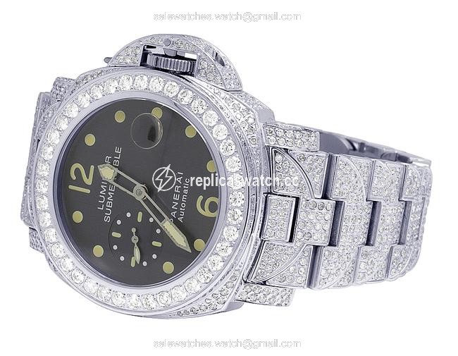 Panerai Mens Stainless Steel Luminor Submersible Pam24 44mm Diamond 21.0 Ct Watch Panerai Mens Stainless Steel Luminor Submersible Pam24 44mm Diamond 21.0 Ct Watch