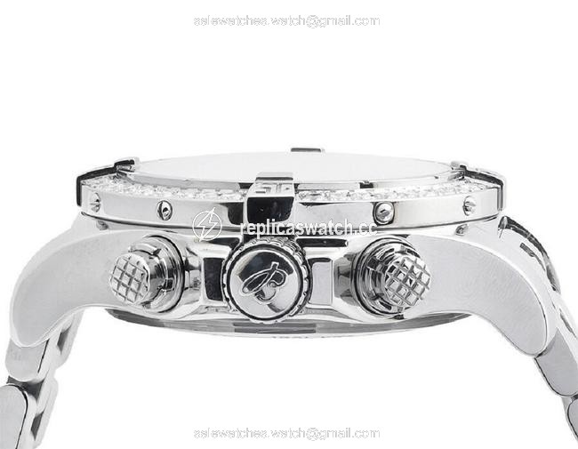 Breitling Stainless Steel Custom A13370 Super Avenger White Dial with 4.5 Ct Watch Breitling Stainless Steel Custom A13370 Super Avenger White Dial with 4.5 Ct Watch
