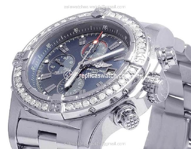 Breitling Stainless Steel XL Custom Mens A13370 Super Avenger 48mm Diamond 4.5 Ct Watch Breitling Stainless Steel XL Custom Mens A13370 Super Avenger 48mm Diamond 4.5 Ct Watch