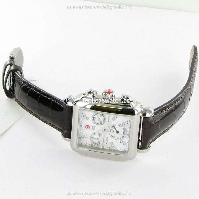 Michele Silver Deco Diamond Chronograph Alligator Strap Mop Dial Mw06p00a0046 Watch Michele Silver Deco Diamond Chronograph Alligator Strap Mop Dial Mw06p00a0046 Watch