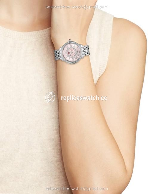 Michele Silver Serein Mid Stainless Blush Pink Diamond Mww21b000137 Watch Michele Silver Serein Mid Stainless Blush Pink Diamond Mww21b000137 Watch
