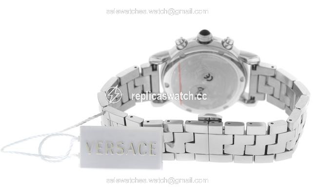 Versace Silver New Day Glam Vlb08 0014 Stainless Steel 38mm Mop Chrono Quartz Watch Versace Silver New Day Glam Vlb08 0014 Stainless Steel 38mm Mop Chrono Quartz Watch