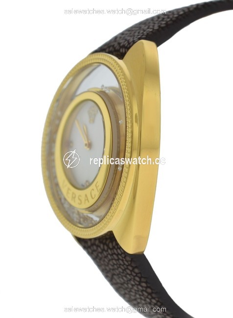 Versace Gold Tone Stainless Steel New Destiny Spirit 86q701md497 S497 Floating Spheres 38mm Watch Versace Gold Tone Stainless Steel New Destiny Spirit 86q701md497 S497 Floating Spheres 38mm Watch