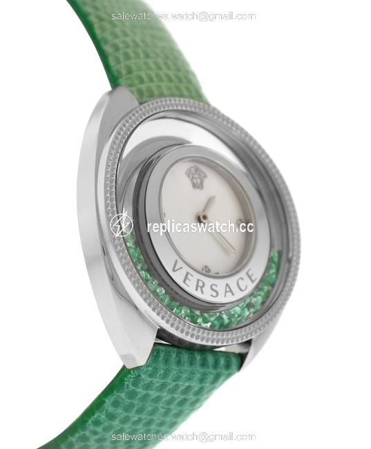 Versace Silver New Destiny Spirit 86q961md497 S455 Floating Emeralds 38mm Watch Versace Silver New Destiny Spirit 86q961md497 S455 Floating Emeralds 38mm Watch