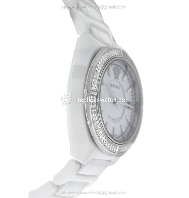 Versace Silver New Dv One 02acs11d001 Sc01 Ceramic 41mm Diamond Watch Versace Silver New Dv One 02acs11d001 Sc01 Ceramic 41mm Diamond Watch