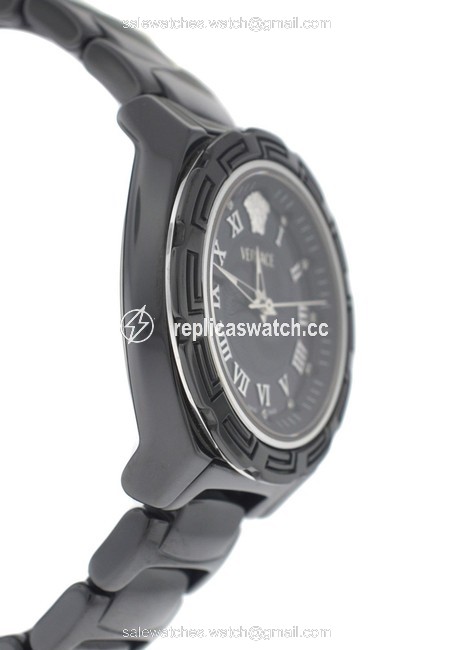 Versace Black New Dv One 63qcs9d009 Sc09 Ceramic Steel Diamond 36mm Quartz Watch Versace Black New Dv One 63qcs9d009 Sc09 Ceramic Steel Diamond 36mm Quartz Watch