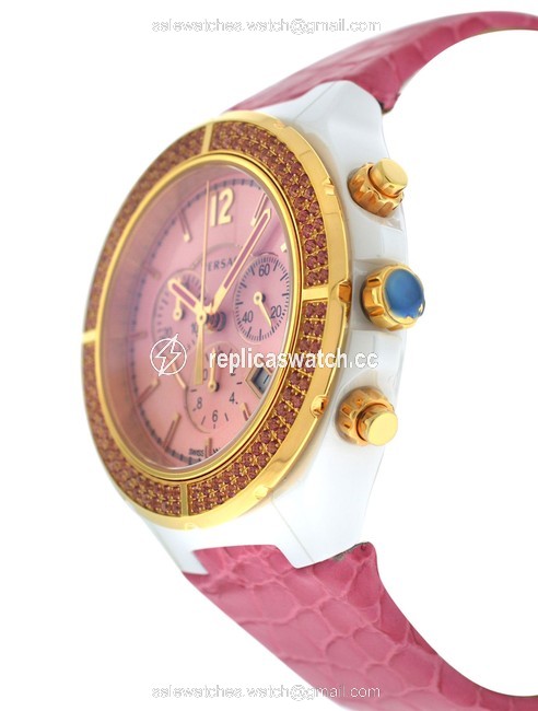 Versace Gold Tone Stainless Steel Ceramic New Dv One Cruise 28ccp15d111 S111 Rose Ip 43mm Watch Versace Gold Tone Stainless Steel Ceramic New Dv One Cruise 28ccp15d111 S111 Rose Ip 43mm Watch