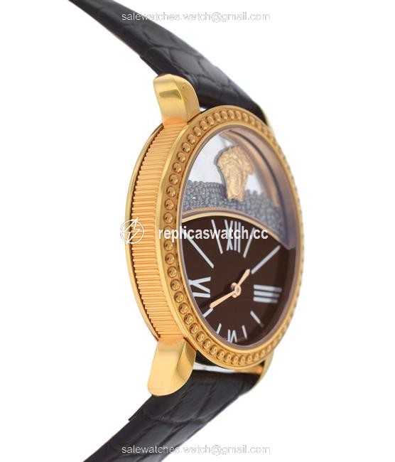 Versace Gold Tone Steel New Krios 93q80bd598 S497 Floating Spheres 38mm Watch Versace Gold Tone Steel New Krios 93q80bd598 S497 Floating Spheres 38mm Watch