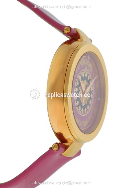 Versace Gold Tone Steel Mystique Foulard Vk603 0013 Pink Quartz Diamond Watch Versace Gold Tone Steel Mystique Foulard Vk603 0013 Pink Quartz Diamond Watch