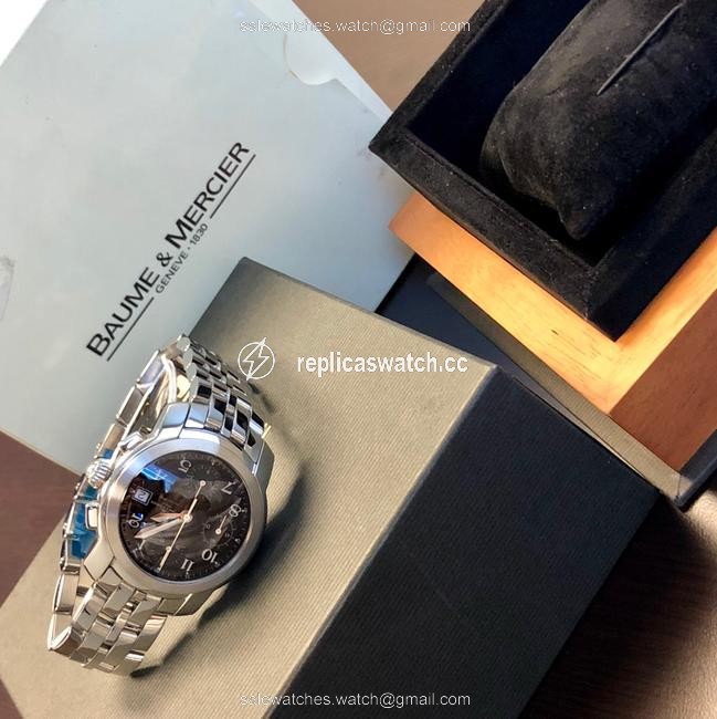 Baume & Mercier Silver Case Black Dial Capeland Chronograph Steel Mv045216 Watch Baume & Mercier Silver Case Black Dial Capeland Chronograph Steel Mv045216 Watch
