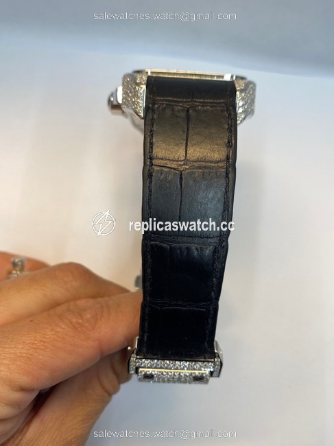 Cartier Black XL Santos 100 2740 Chronograph with Diamond Dial Watch Cartier Black XL Santos 100 2740 Chronograph with Diamond Dial Watch