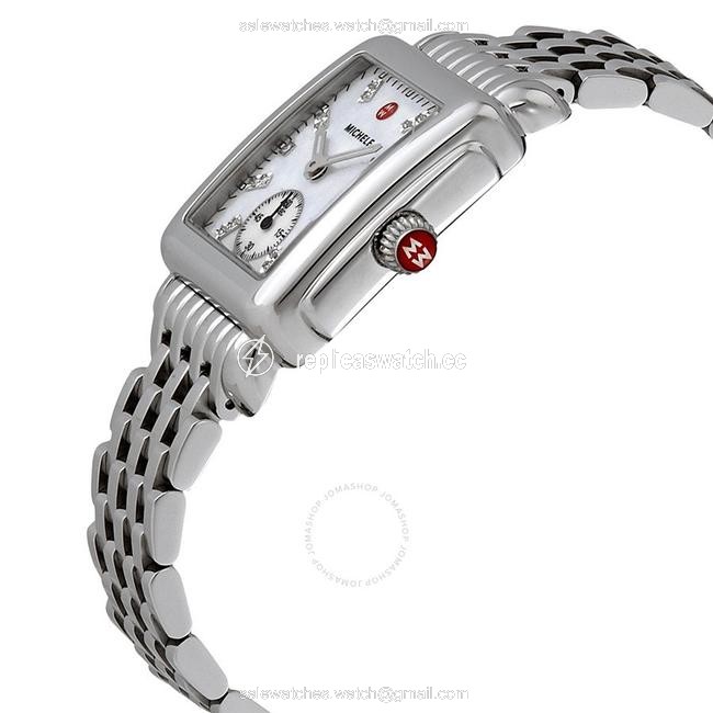Michele Silver Deco 16 Mid Stainless Mother Of Pearl Diamond Dial Mww06v000002 Watch Michele Silver Deco 16 Mid Stainless Mother Of Pearl Diamond Dial Mww06v000002 Watch