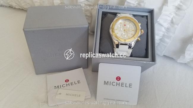 Michele White Jelly Tahitian Silicone Silver/Gold Steel Watch Michele White Jelly Tahitian Silicone Silver/Gold Steel Watch