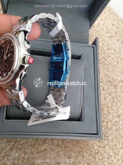 Michele Silver (Silver/Black) Belmore Diamond Black Diamond Dial Chronograph Watch Michele Silver (Silver/Black) Belmore Diamond Black Diamond Dial Chronograph Watch