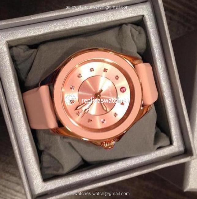 Michele Rose Gold Cape Topaz Dial Swappable Strap Watch Michele Rose Gold Cape Topaz Dial Swappable Strap Watch