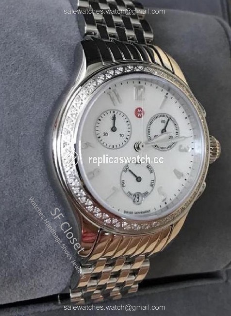 Michele Silver Extra 20%off Jetway Diamond Mother Of Pearl Dial Chronograph Watch Michele Silver Extra 20%off Jetway Diamond Mother Of Pearl Dial Chronograph Watch