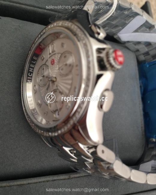Michele Silver Flash-sale Belmore Diamond Diamond Dial Chronograph Watch Michele Silver Flash-sale Belmore Diamond Diamond Dial Chronograph Watch