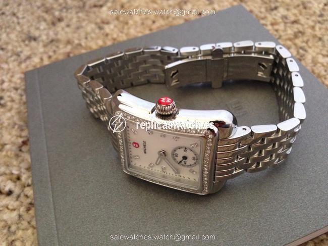 Michele Silver Deco Mordern Ii Diamond Diamond Dial Watch Michele Silver Deco Mordern Ii Diamond Diamond Dial Watch