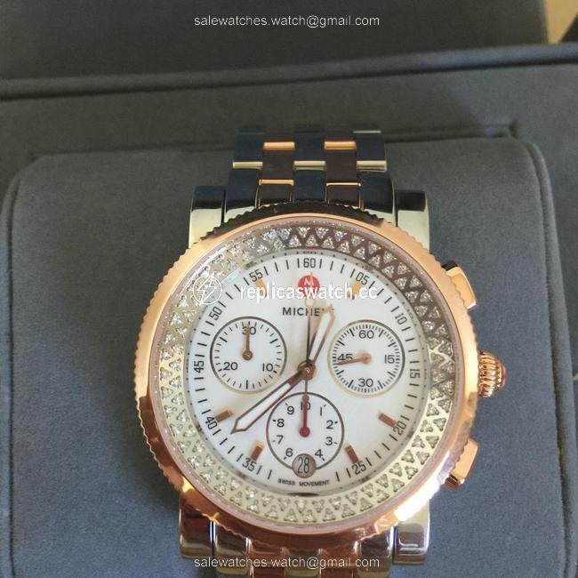 Michele Multicolor (Rosegold/Silver) Diamond Sport Sail Two Tone Watch Michele Multicolor (Rosegold/Silver) Diamond Sport Sail Two Tone Watch
