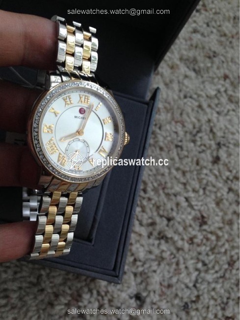 Michele Gold / Silver Harbor Diamond Two Tone Dial Watch Michele Gold / Silver Harbor Diamond Two Tone Dial Watch