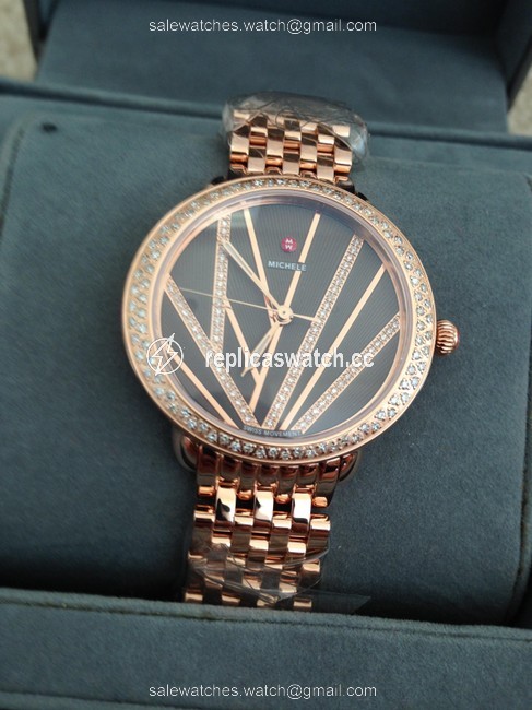 Michele Multicolor (Rosegold/Brown) Serein 16 Mid City Diamond Watch Michele Multicolor (Rosegold/Brown) Serein 16 Mid City Diamond Watch