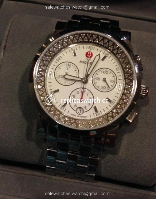 Michele Silver Sport Sail Diamond White Dial Watch Michele Silver Sport Sail Diamond White Dial Watch