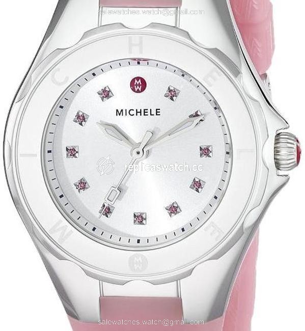 Michele Pink Jelly Mww12p00008 Tahitian Petie Bean Topaz Dial Watch Michele Pink Jelly Mww12p00008 Tahitian Petie Bean Topaz Dial Watch