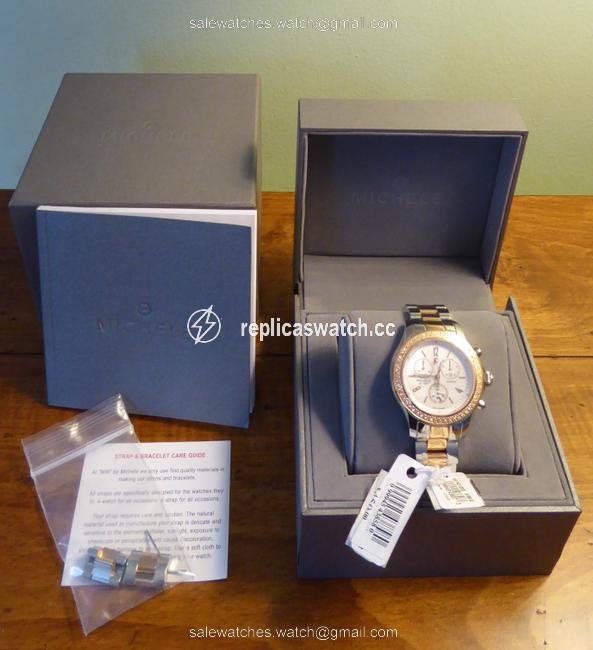 Michele Rose Gold/Silver 045 Ladies Jetway Diamond Swiss Quartz Chronograph Watch Michele Rose Gold/Silver 045 Ladies Jetway Diamond Swiss Quartz Chronograph Watch