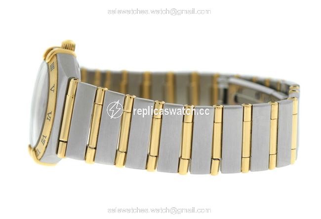 Omega Gold Silver Constellation Full Bar Ladies 18k Yellow 24mm Quartz Watch Omega Gold Silver Constellation Full Bar Ladies 18k Yellow 24mm Quartz Watch