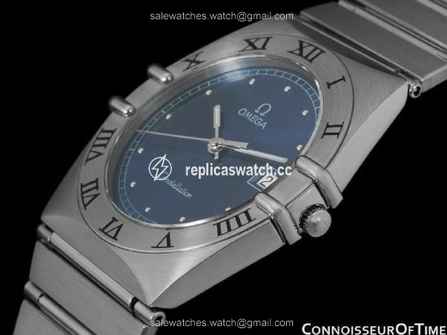 Omega Royal Blue Constellation Mens 35mm Quartz Date - Brushed Stainless Watch Omega Royal Blue Constellation Mens 35mm Quartz Date - Brushed Stainless Watch