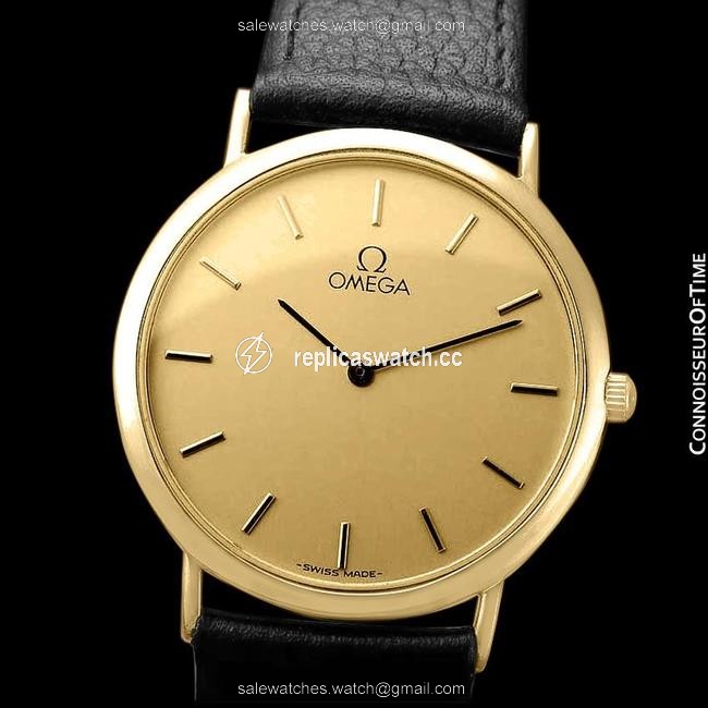 Omega Champagne De Ville Mens Midsize Ultra Thin Dress 18k Gold Plated & Watch Omega Champagne De Ville Mens Midsize Ultra Thin Dress 18k Gold Plated & Watch