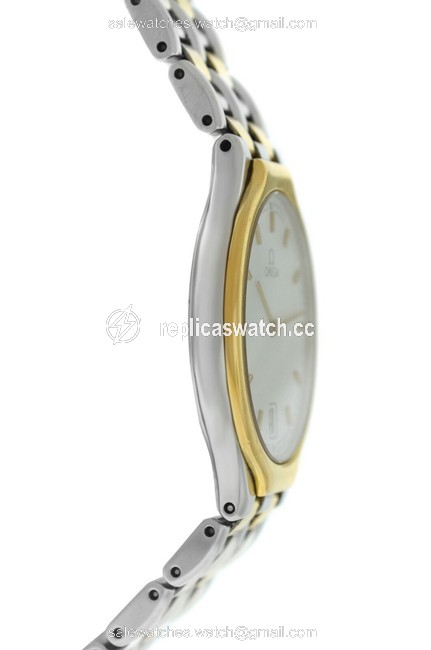Omega Yellow Gold Silver Deville 396.1016 Stainless Steel Date Quartz Mens Unisex Watch Omega Yellow Gold Silver Deville 396.1016 Stainless Steel Date Quartz Mens Unisex Watch
