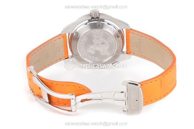 Omega Orange Seamaster Planet Ocean with Leather Band Watch Omega Orange Seamaster Planet Ocean with Leather Band Watch
