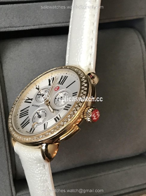 Michele Serein Diamond Gold Mw21a01b0966 Leather Strap Watch Michele Serein Diamond Gold Mw21a01b0966 Leather Strap Watch