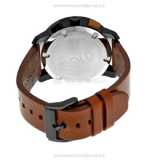 Movado Black Brown Swiss Dial Cognac Leather Mens Casual Watch Movado Black Brown Swiss Dial Cognac Leather Mens Casual Watch