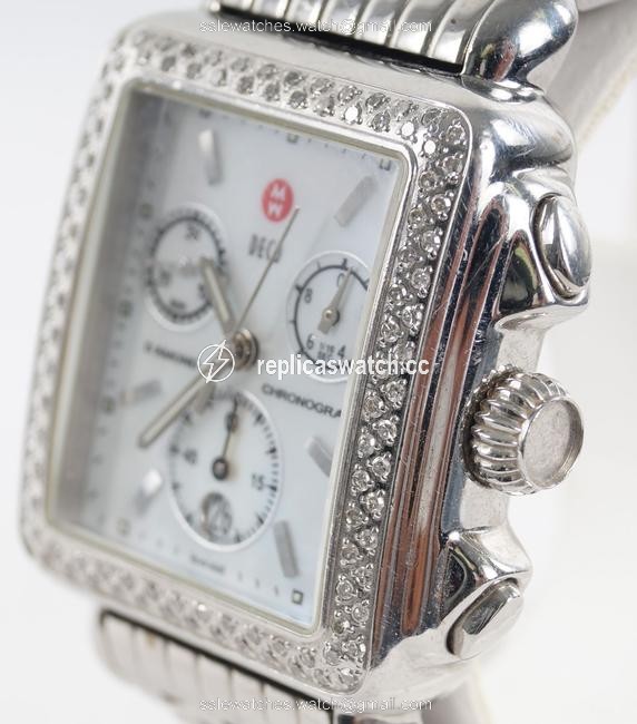 Michele Mother Of Pearl Ladies Deco Day Stainless Steel Chronograph Diamond B39804ss (3256) Watch Michele Mother Of Pearl Ladies Deco Day Stainless Steel Chronograph Diamond B39804ss (3256) Watch