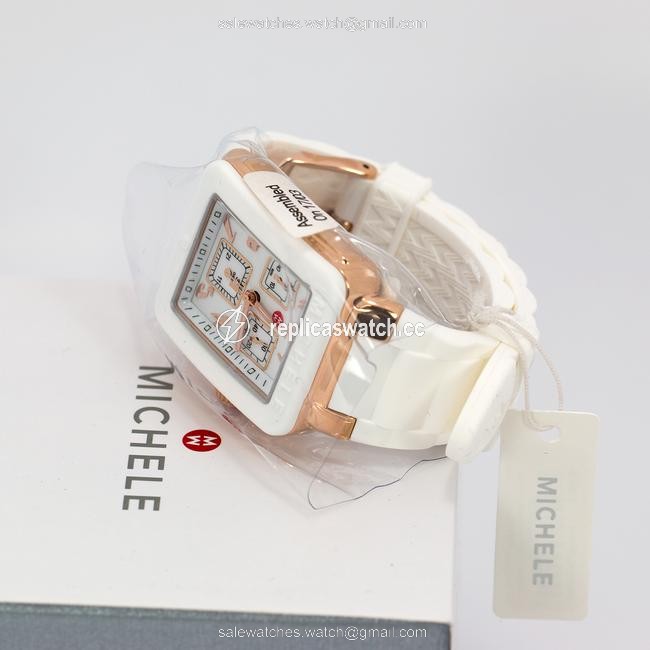 Michele White/Rose Gold Jelly Park Bean Womens Tone Silicone Watch Michele White/Rose Gold Jelly Park Bean Womens Tone Silicone Watch