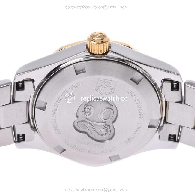 TAG Heuer Silver Gold Plated Stainless Steel Aqua Racer Waf1424.bb0814 Womens Wristwatch 27 Mm Watch TAG Heuer Silver Gold Plated Stainless Steel Aqua Racer Waf1424.bb0814 Womens Wristwatch 27 Mm Watch