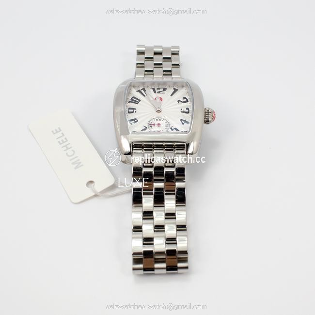 Michele Silver Urban Mini Ladies Tone Stainless Steel Bracelet 28mm Watch Michele Silver Urban Mini Ladies Tone Stainless Steel Bracelet 28mm Watch