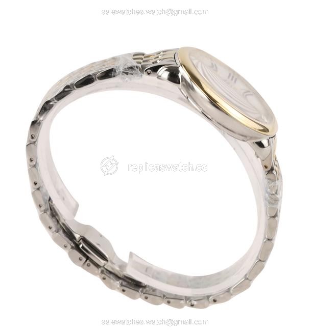 Michele Silver Gold Two-tone Serein Mid Mother Of Pearl Diamond Watch Michele Silver Gold Two-tone Serein Mid Mother Of Pearl Diamond Watch