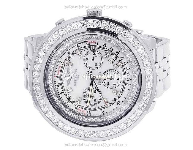 Breitling Stainless Steel Custom Bentley A25362 48mm White Dial Diamond 7.35 Ct Watch Breitling Stainless Steel Custom Bentley A25362 48mm White Dial Diamond 7.35 Ct Watch