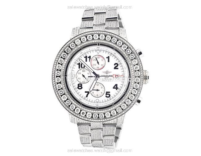 Breitling Stainless Steel XL Custom A13370 Super Avenger 53mm with 20 Ct Watch Breitling Stainless Steel XL Custom A13370 Super Avenger 53mm with 20 Ct Watch