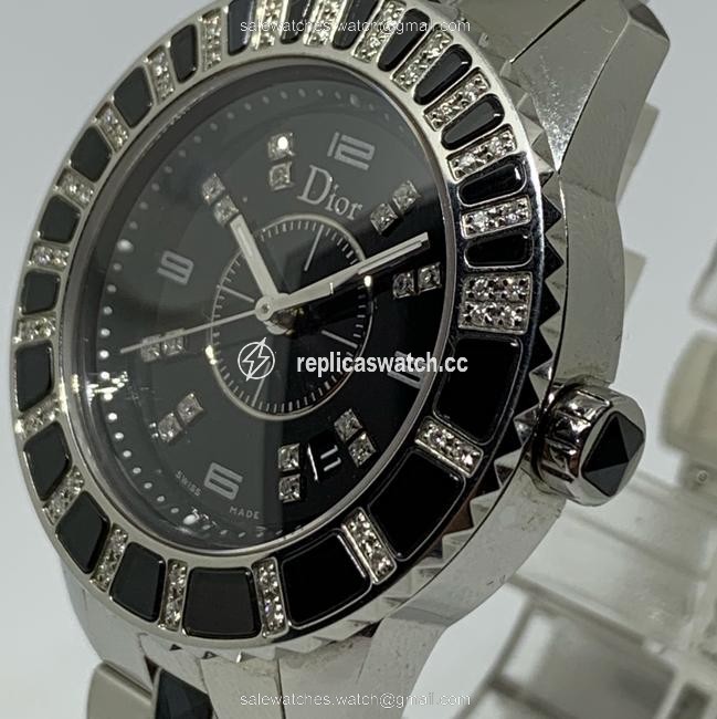 Dior Black Christal Steel and Diamonds Cd11315 Watch Dior Black Christal Steel and Diamonds Cd11315 Watch