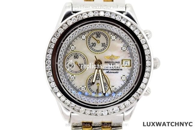 Breitling Gold and Stainless Steel 4ct Mens 2-tone Chronographe with Diamond Bezel Watch Breitling Gold and Stainless Steel 4ct Mens 2-tone Chronographe with Diamond Bezel Watch