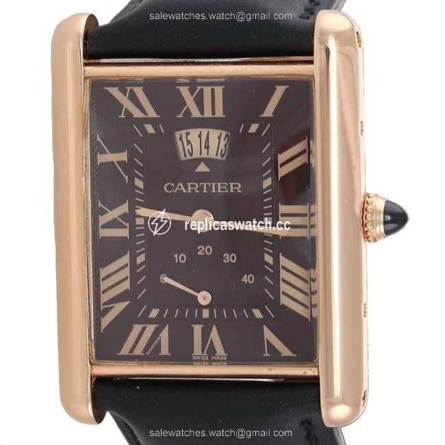 Cartier Rose Gold XL Louis Tank 3185 18k Power Reserve Brown Watch Cartier Rose Gold XL Louis Tank 3185 18k Power Reserve Brown Watch