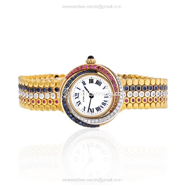 Cartier Yellow Gold Trinity 2357 Sapphire Ruby and Diamond Ladies Watch Cartier Yellow Gold Trinity 2357 Sapphire Ruby and Diamond Ladies Watch