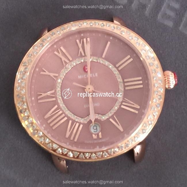 Michele Rose Gold Pink Womens "Serein 16 Diamond" Swiss Face 134 Diamonds Watch Michele Rose Gold Pink Womens "Serein 16 Diamond" Swiss Face 134 Diamonds Watch