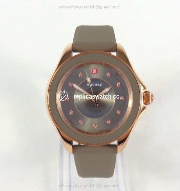 Michele Brown/Rose Gold Mww27a000005 Cape Changeable Silicon Band Watch Michele Brown/Rose Gold Mww27a000005 Cape Changeable Silicon Band Watch