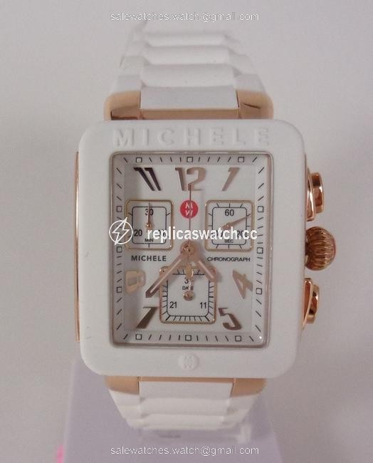 Michele Rose Gold Jelly Mww06l000014 Womens Park Bean Tone Square Chrono Silicon New Watch Michele Rose Gold Jelly Mww06l000014 Womens Park Bean Tone Square Chrono Silicon New Watch